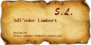 Sándor Lambert névjegykártya